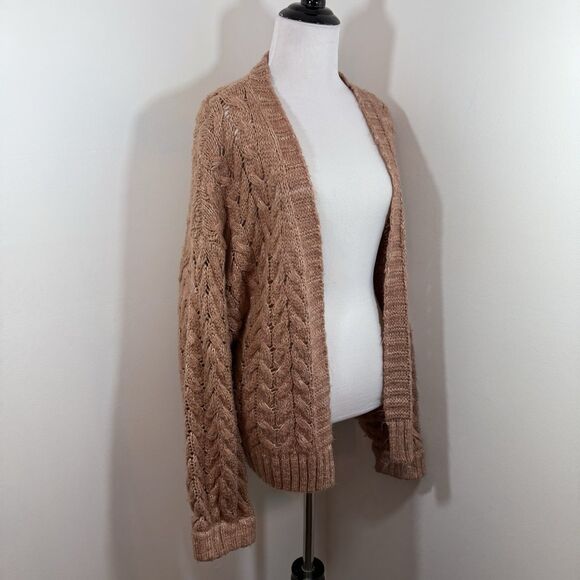 Kendall & Kylie Tan Cardigan Sweater One Size Balloon Sleeves Women - Picture 2 of 11